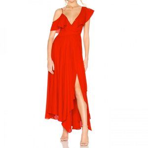 Likely Leilani Asymmetrical Chiffon Red Gown 2